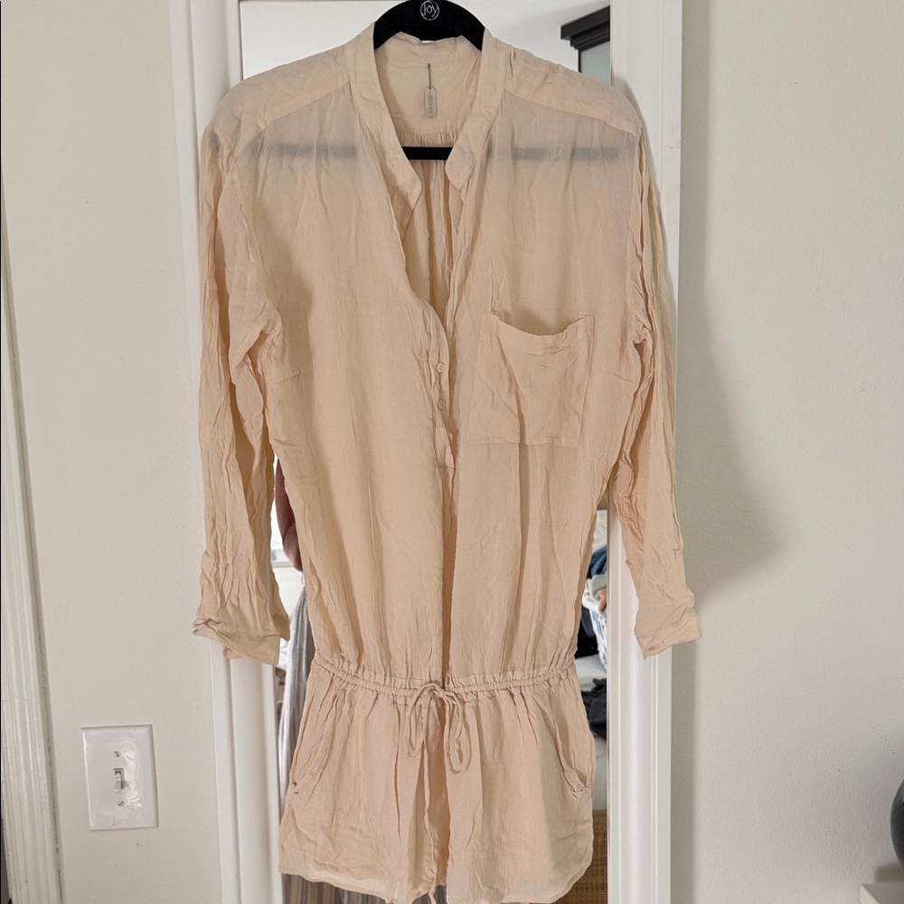 Indah Beige Romper with Drawstring Waist